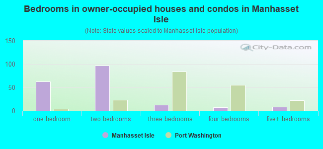 Bedrooms in owner-occupied houses and condos in Manhasset Isle