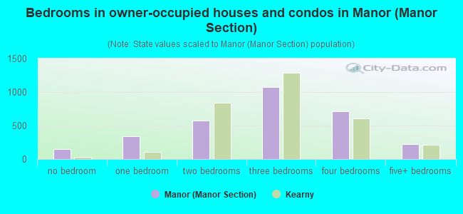 Bedrooms in owner-occupied houses and condos in Manor (Manor Section)