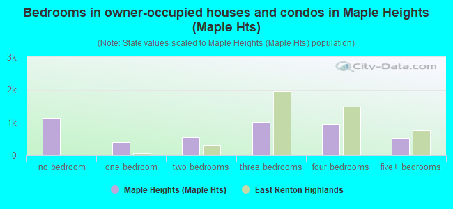 Bedrooms in owner-occupied houses and condos in Maple Heights (Maple Hts)