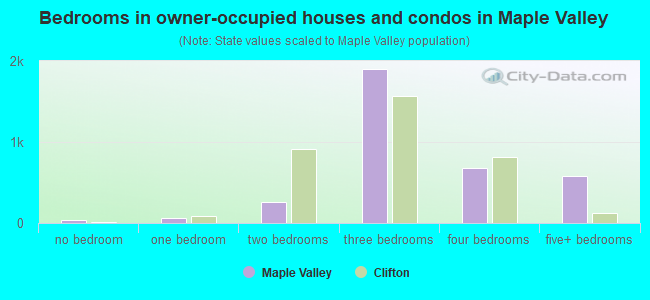Bedrooms in owner-occupied houses and condos in Maple Valley