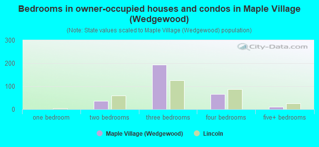 Bedrooms in owner-occupied houses and condos in Maple Village (Wedgewood)