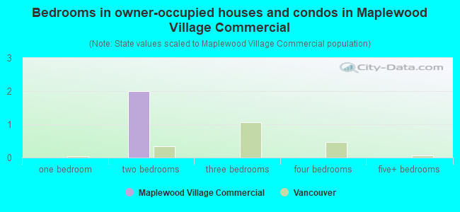 Bedrooms in owner-occupied houses and condos in Maplewood Village Commercial