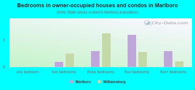 Bedrooms in owner-occupied houses and condos in Marlboro