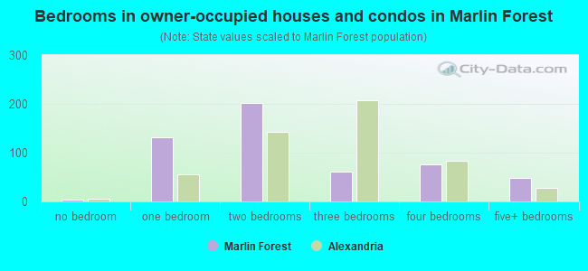 Bedrooms in owner-occupied houses and condos in Marlin Forest