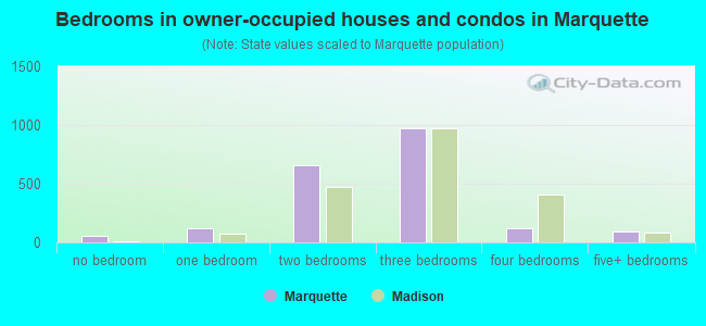 Bedrooms in owner-occupied houses and condos in Marquette