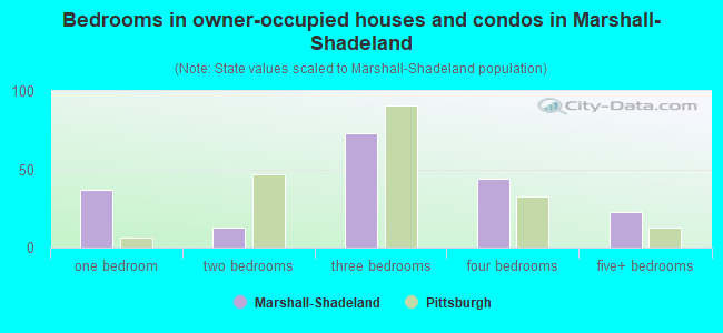 Bedrooms in owner-occupied houses and condos in Marshall-Shadeland