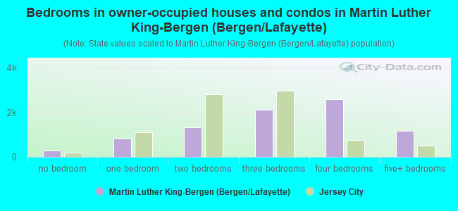 Bedrooms in owner-occupied houses and condos in Martin Luther King-Bergen (Bergen/Lafayette)