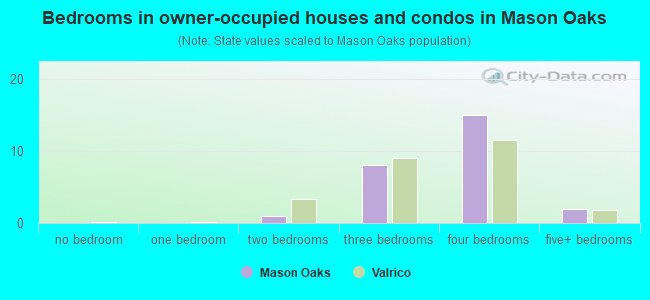 Bedrooms in owner-occupied houses and condos in Mason Oaks