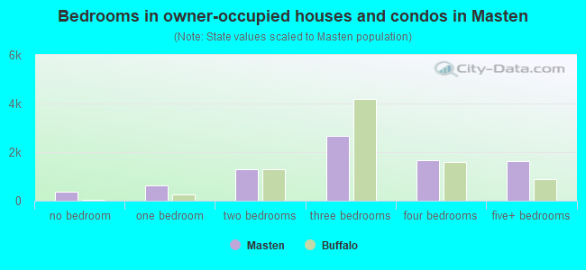 Bedrooms in owner-occupied houses and condos in Masten