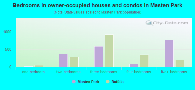 Bedrooms in owner-occupied houses and condos in Masten Park