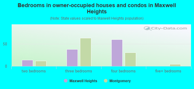 Bedrooms in owner-occupied houses and condos in Maxwell Heights