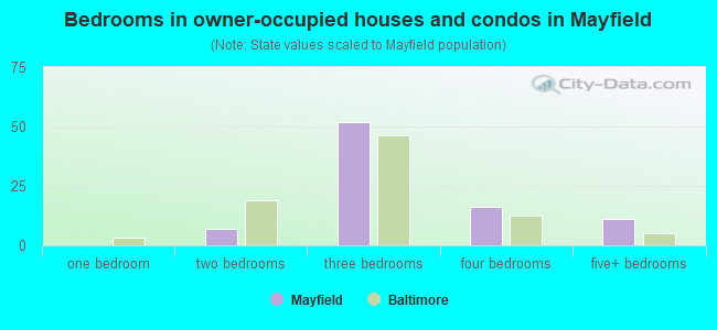 Bedrooms in owner-occupied houses and condos in Mayfield