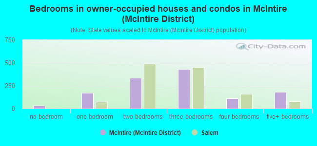 Bedrooms in owner-occupied houses and condos in McIntire (McIntire District)