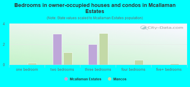 Bedrooms in owner-occupied houses and condos in Mcallaman Estates