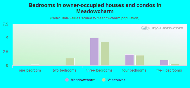 Bedrooms in owner-occupied houses and condos in Meadowcharm