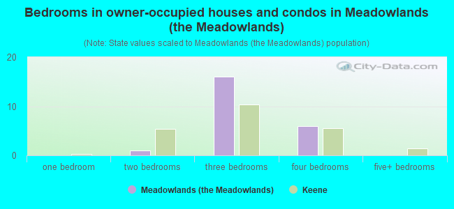 Bedrooms in owner-occupied houses and condos in Meadowlands (the Meadowlands)