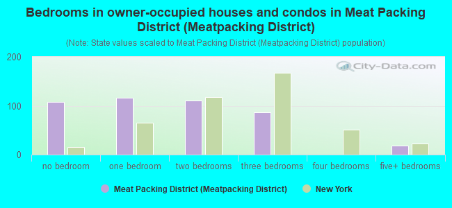 Bedrooms in owner-occupied houses and condos in Meat Packing District (Meatpacking District)
