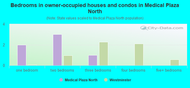 Bedrooms in owner-occupied houses and condos in Medical Plaza North