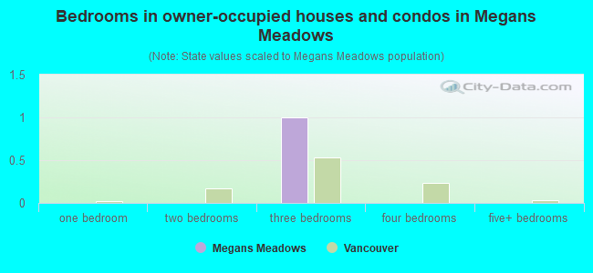 Bedrooms in owner-occupied houses and condos in Megans Meadows