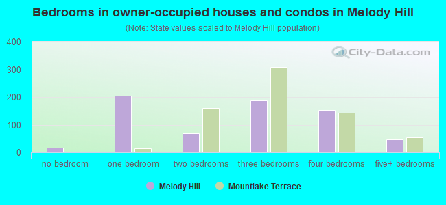 Bedrooms in owner-occupied houses and condos in Melody Hill