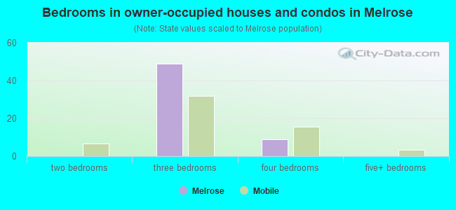 Bedrooms in owner-occupied houses and condos in Melrose