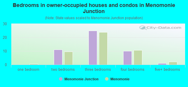 Bedrooms in owner-occupied houses and condos in Menomonie Junction