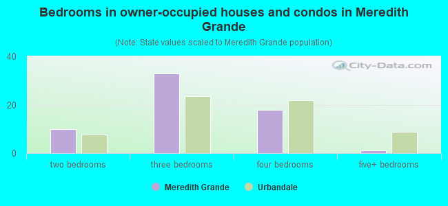 Bedrooms in owner-occupied houses and condos in Meredith Grande