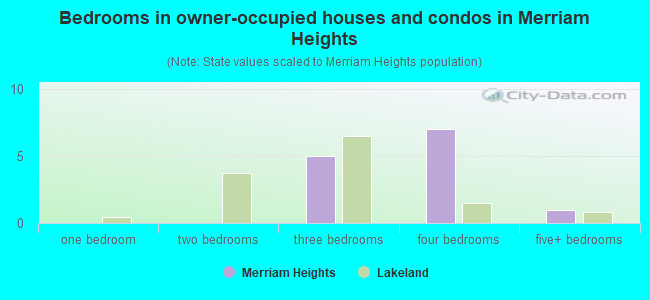 Bedrooms in owner-occupied houses and condos in Merriam Heights