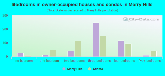 Bedrooms in owner-occupied houses and condos in Merry Hills