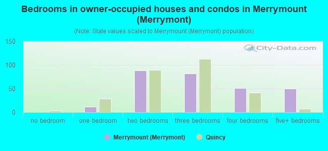 Bedrooms in owner-occupied houses and condos in Merrymount (Merrymont)