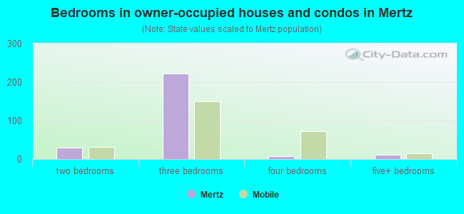 Bedrooms in owner-occupied houses and condos in Mertz