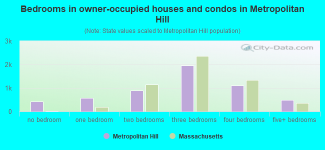 Bedrooms in owner-occupied houses and condos in Metropolitan Hill