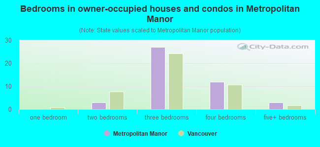 Bedrooms in owner-occupied houses and condos in Metropolitan Manor