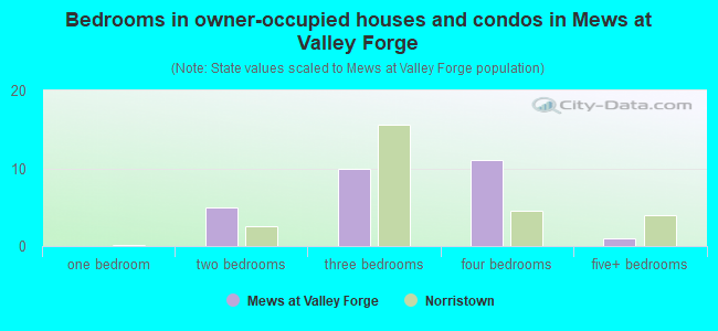 Bedrooms in owner-occupied houses and condos in Mews at Valley Forge