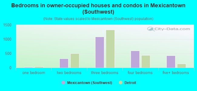 Bedrooms in owner-occupied houses and condos in Mexicantown (Southwest)
