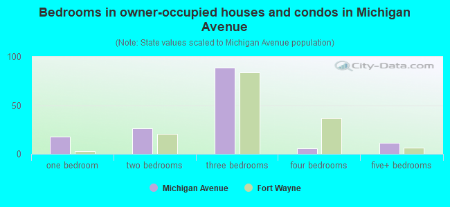 Bedrooms in owner-occupied houses and condos in Michigan Avenue
