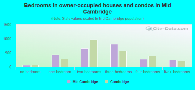 Bedrooms in owner-occupied houses and condos in Mid Cambridge