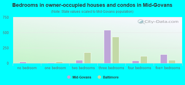 Bedrooms in owner-occupied houses and condos in Mid-Govans