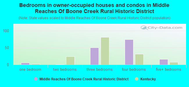 Bedrooms in owner-occupied houses and condos in Middle Reaches Of Boone Creek Rural Historic District