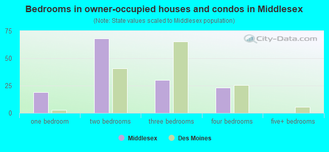 Bedrooms in owner-occupied houses and condos in Middlesex