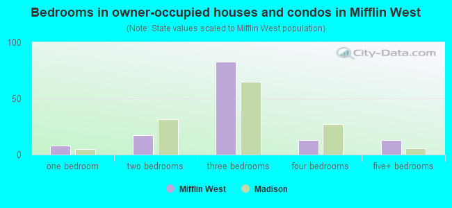 Bedrooms in owner-occupied houses and condos in Mifflin West
