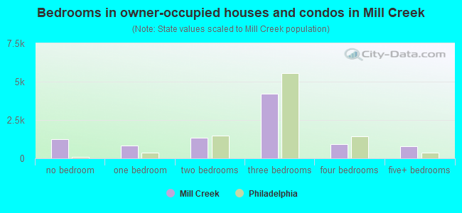 Bedrooms in owner-occupied houses and condos in Mill Creek
