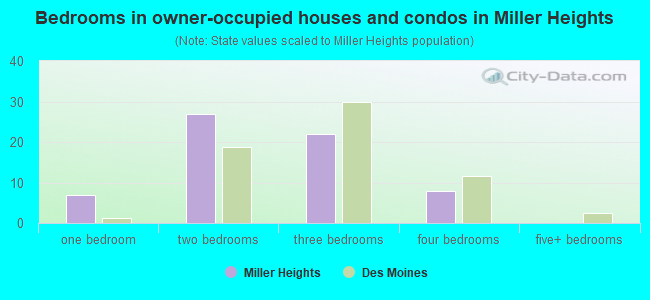 Bedrooms in owner-occupied houses and condos in Miller Heights