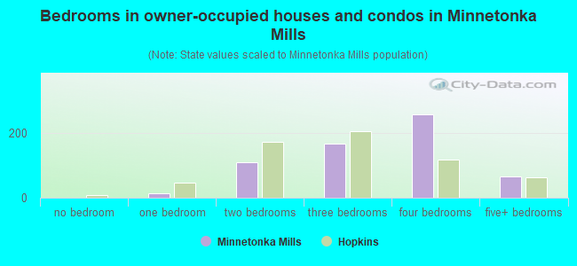 Bedrooms in owner-occupied houses and condos in Minnetonka Mills