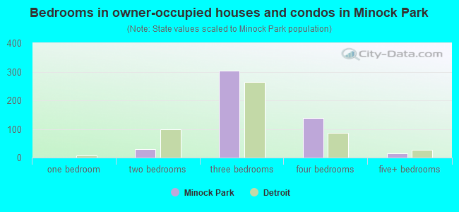 Bedrooms in owner-occupied houses and condos in Minock Park