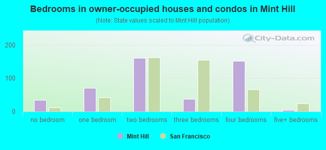 Bedrooms in owner-occupied houses and condos in Mint Hill