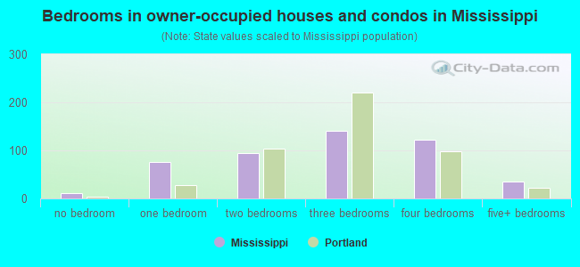 Bedrooms in owner-occupied houses and condos in Mississippi