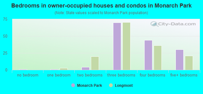 Bedrooms in owner-occupied houses and condos in Monarch Park
