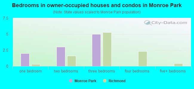 Bedrooms in owner-occupied houses and condos in Monroe Park