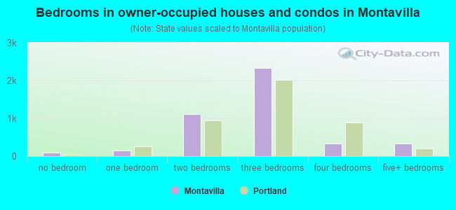 Bedrooms in owner-occupied houses and condos in Montavilla